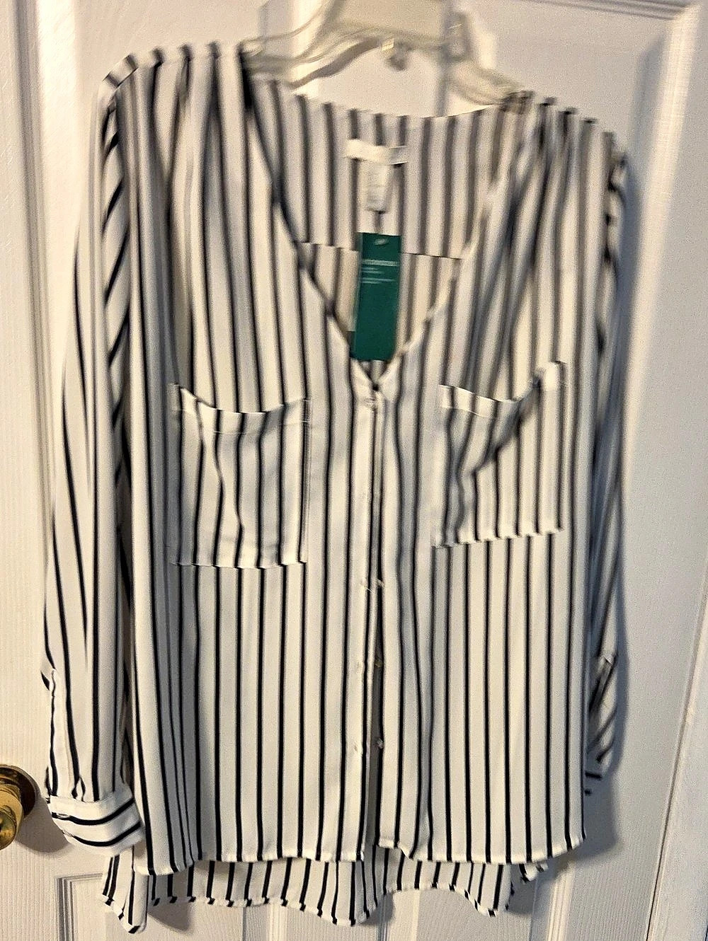 H&M Conscious Striped Blouse White & Black XL